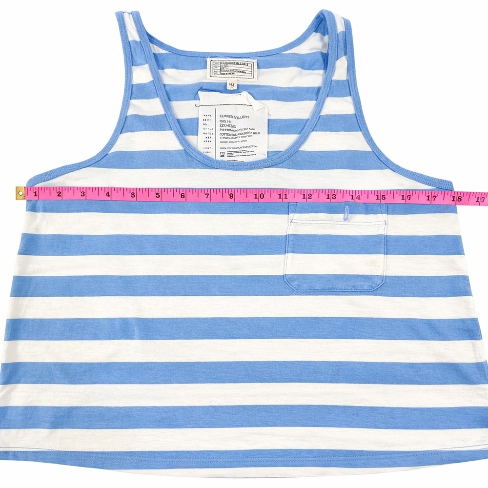Current/Elliott The Freshman PKT Tank Size 2 Blue White Stripe Relaxed - Picture 6 of 7